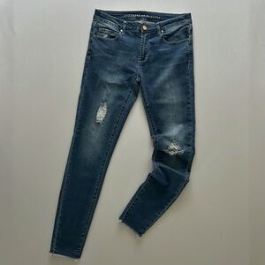 Articles of Society Dark Blue Mid-Rise Distressed Skinny Jeans Size 27